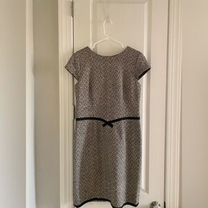 Beautiful Talbots Silk Tweed Dress Sz 8 Black & Ivory Zip Back Lined Small Split